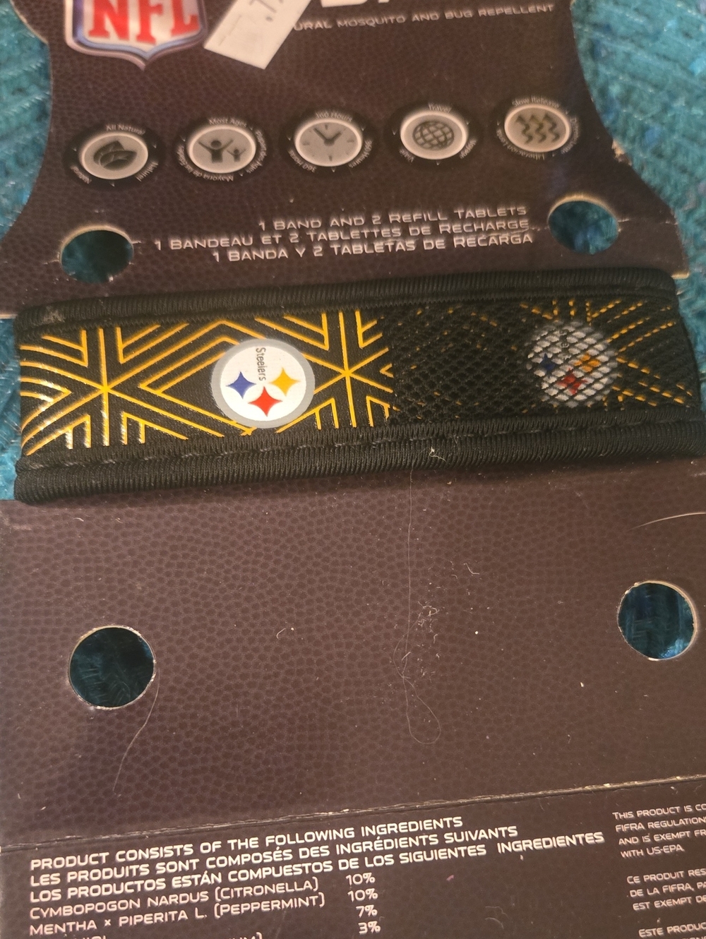 NFL Steelers Black and Gold Fabric Wristband with Team Logo